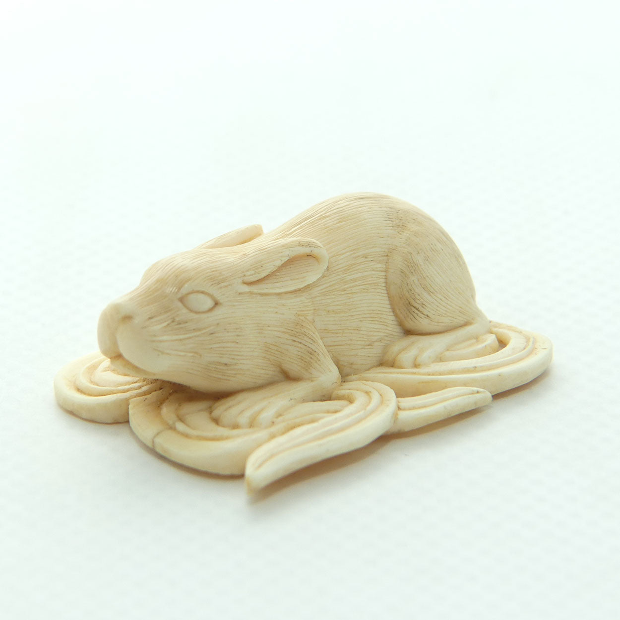 Japanese Carved Ivory miniature Okimono | Rabbit Resting