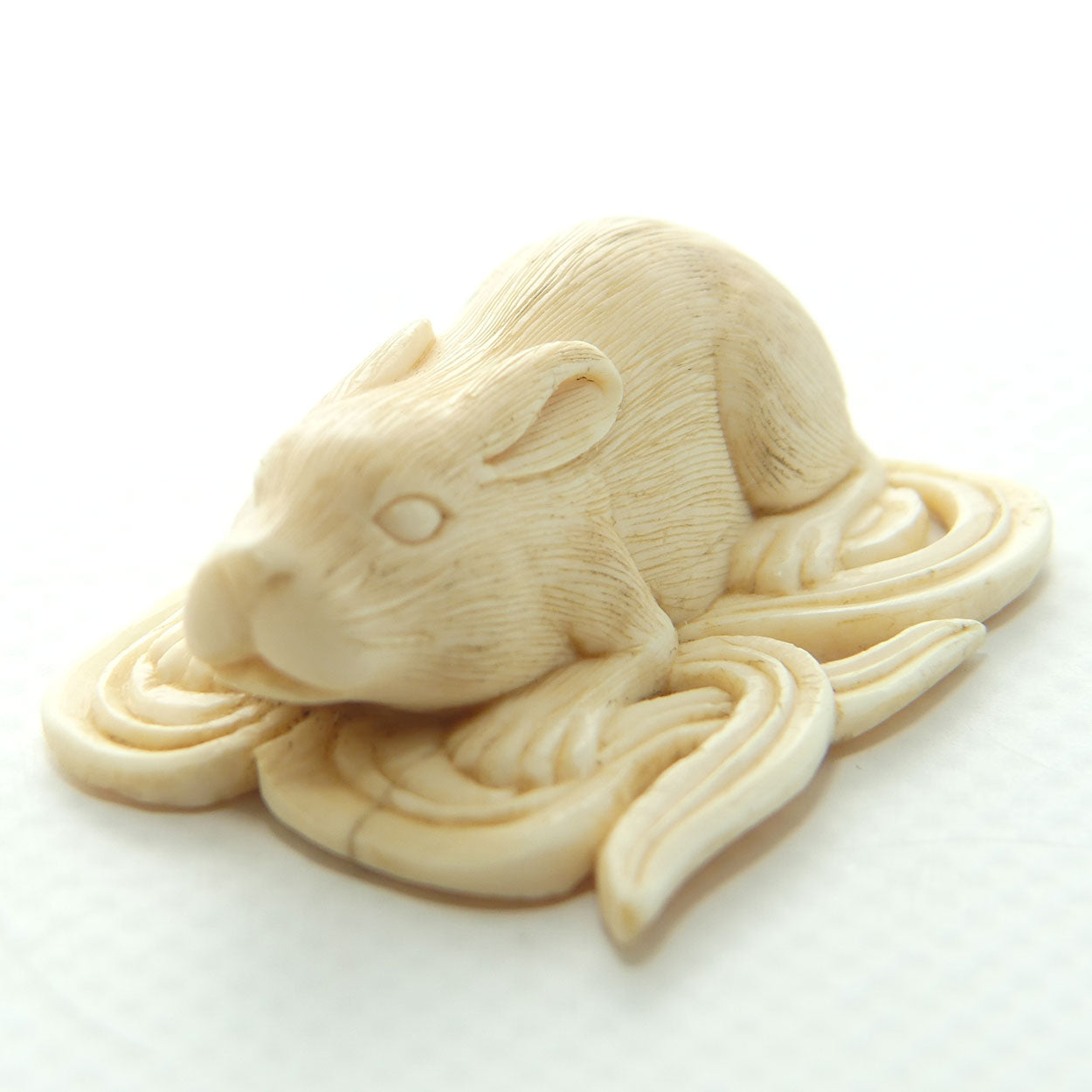 Japanese Carved Ivory miniature Okimono | Rabbit Resting
