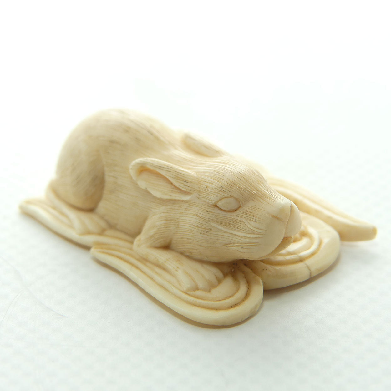 Japanese Carved Ivory miniature Okimono | Rabbit Resting