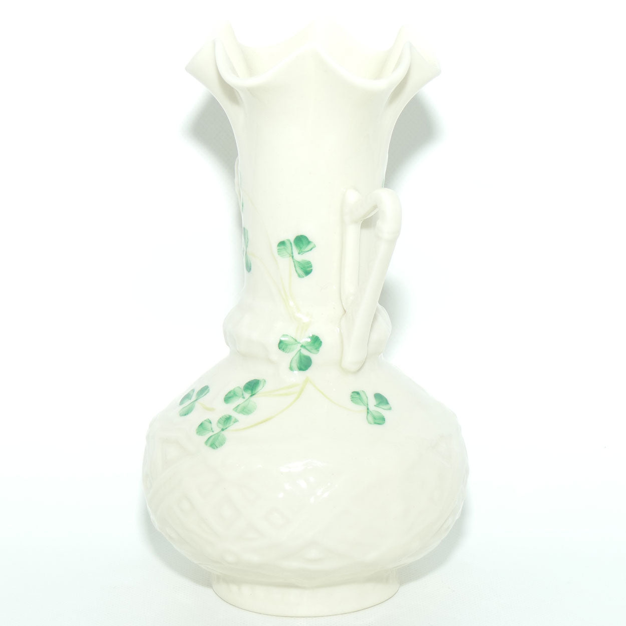 Belleek Harp Shamrock flaired vase | Gold Mark
