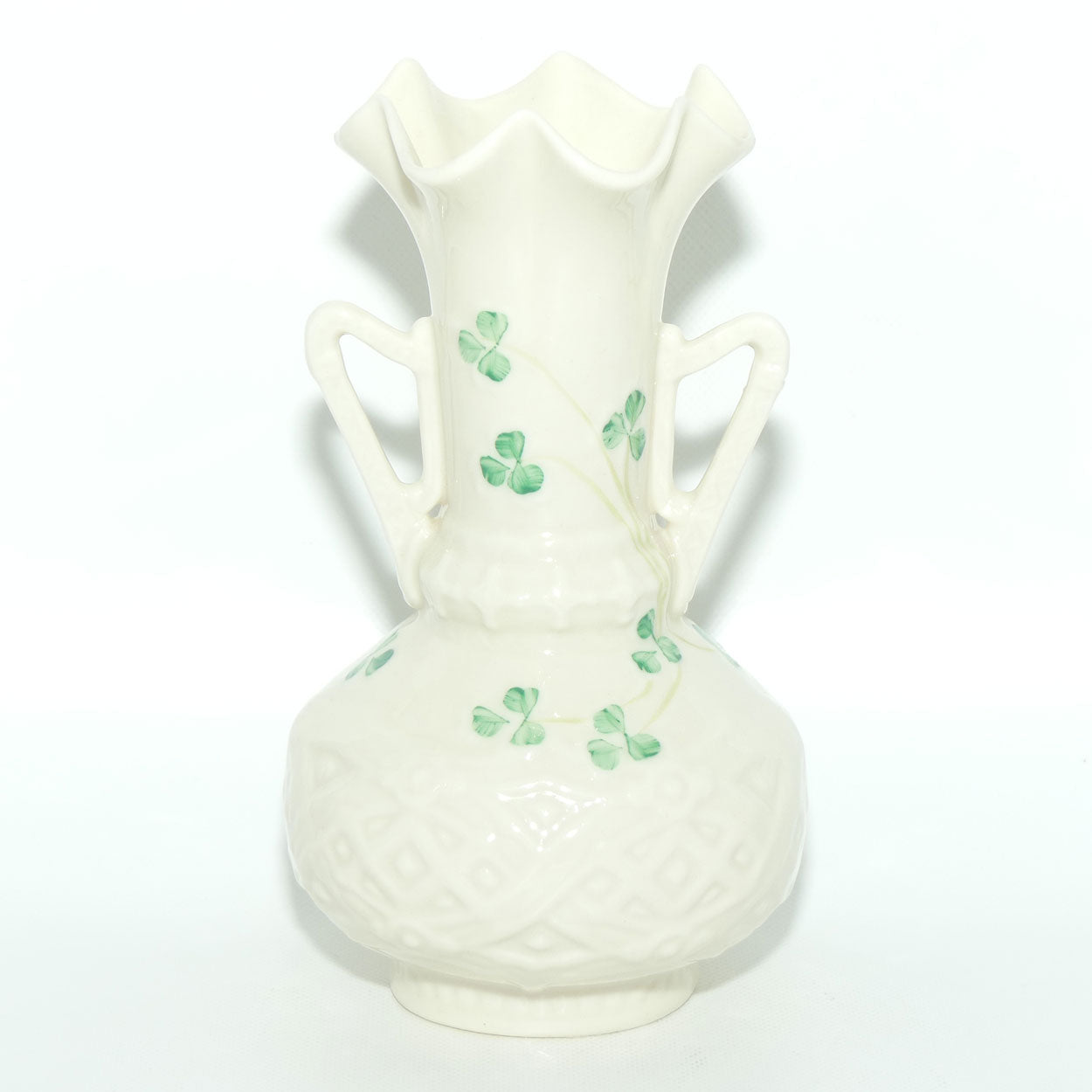 Belleek Harp Shamrock flaired vase | Gold Mark