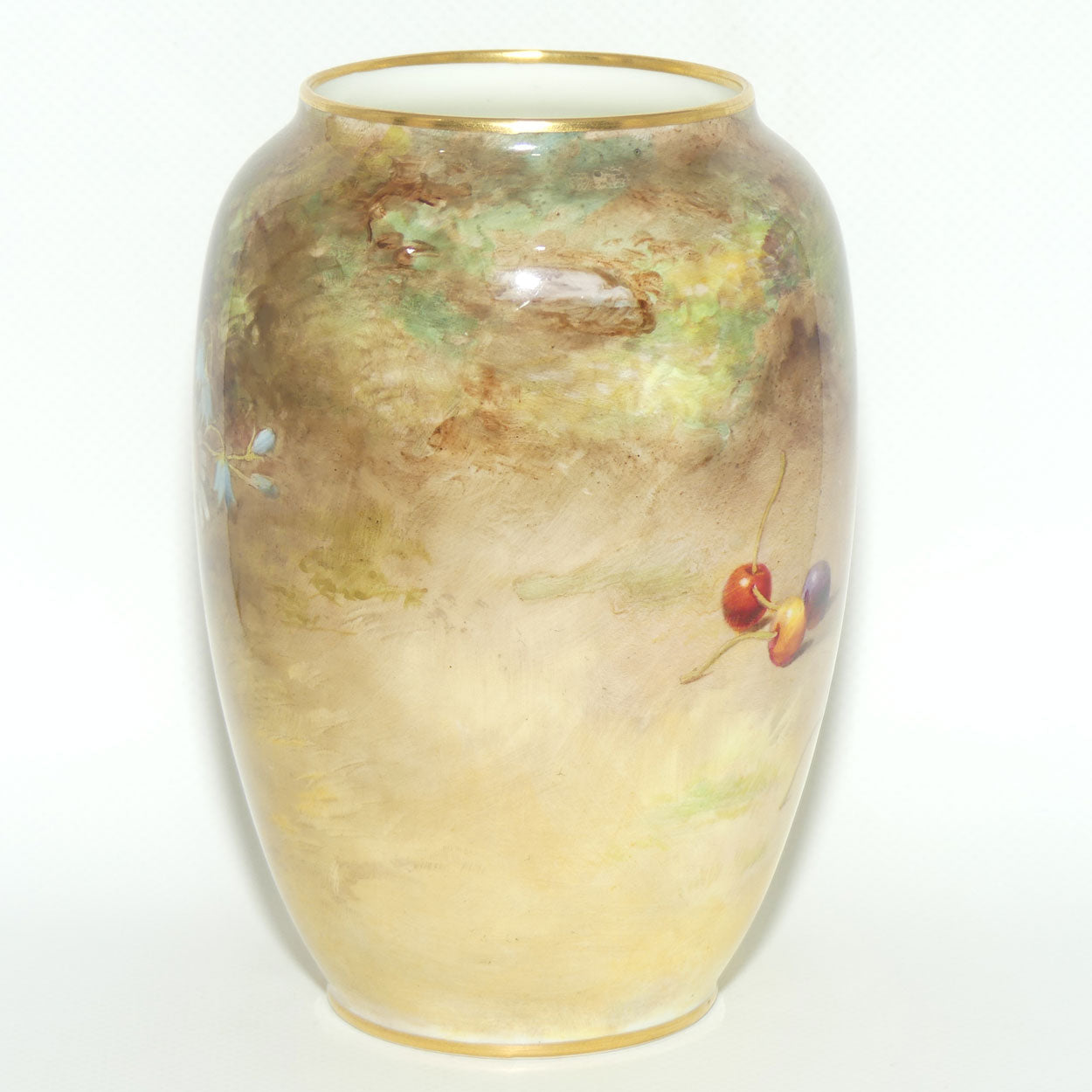 Royal Doulton hand painted and gilt fruit bulbous vase (Harper)