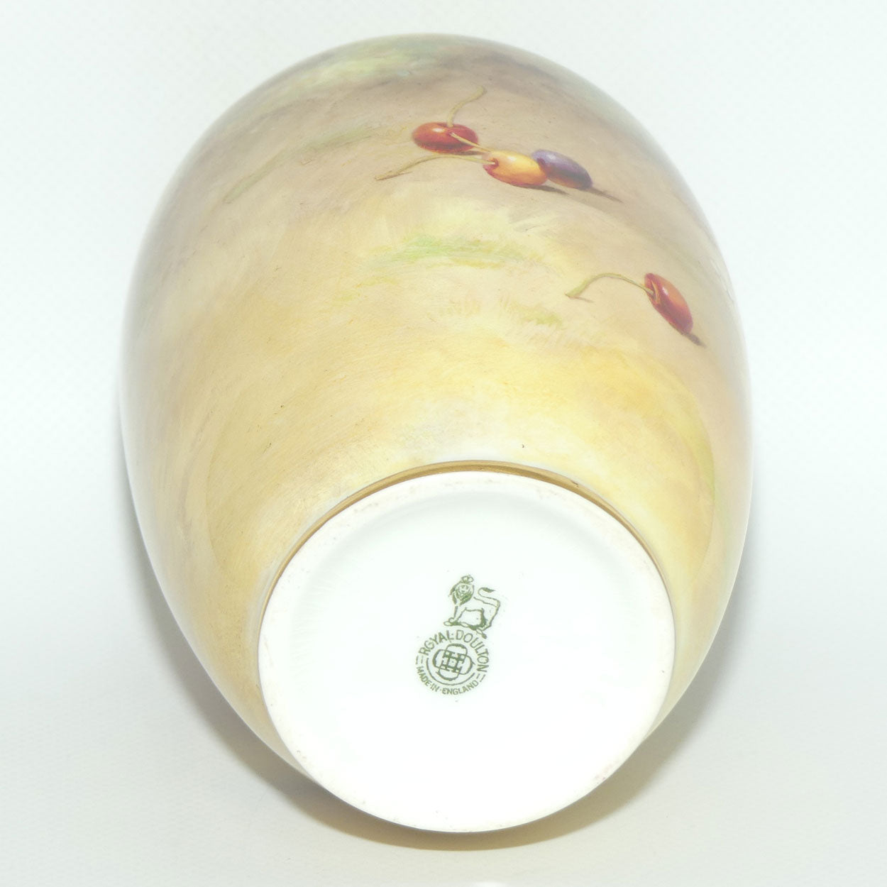 Royal Doulton hand painted and gilt fruit bulbous vase (Harper)