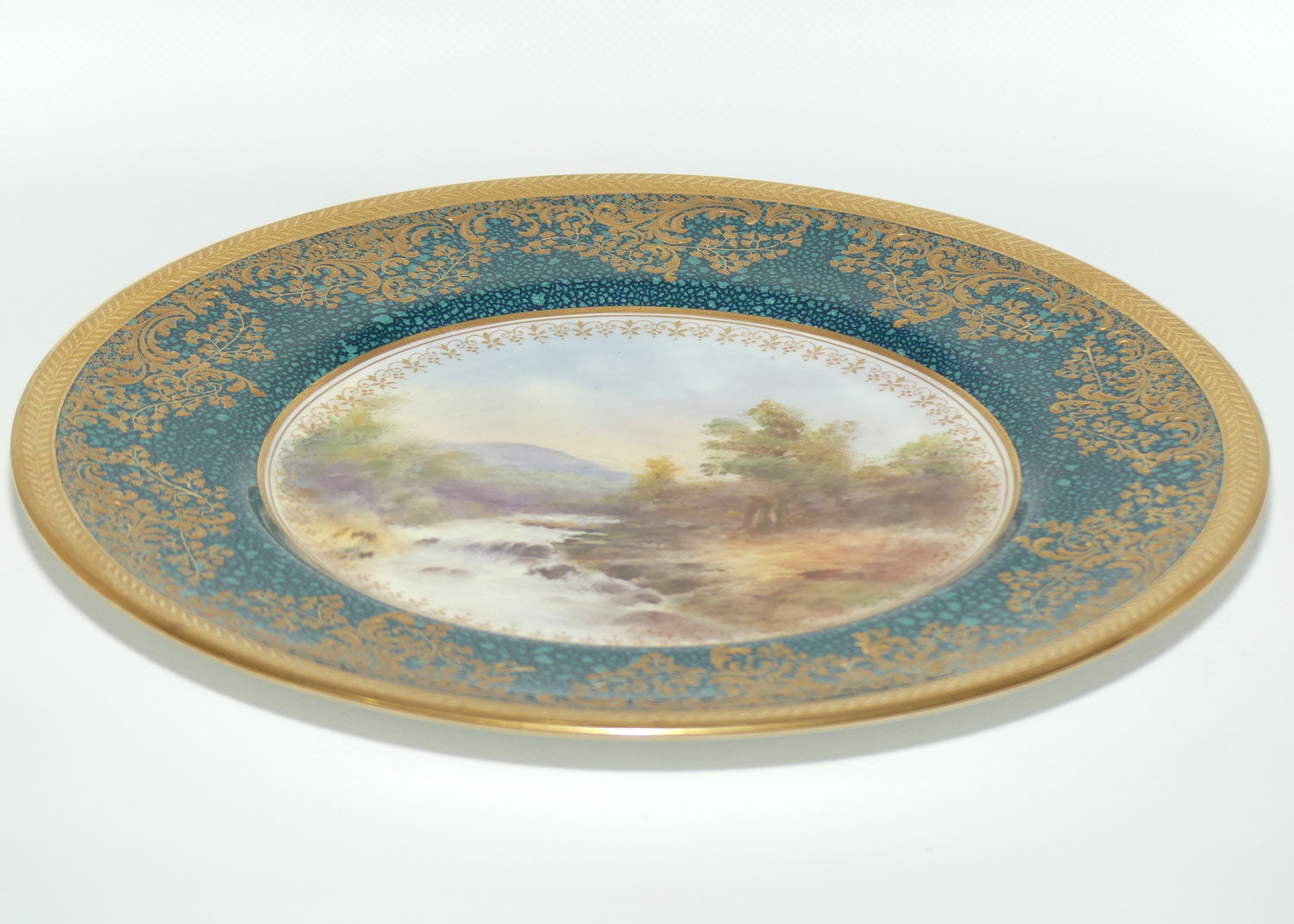 Royal Doulton hand painted & heavily gilt Countryside plate (L Hart)