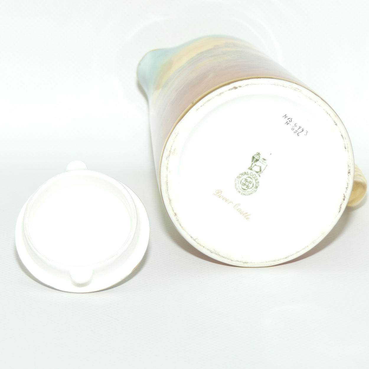 Royal Doulton hand painted Dover Castle water pot by Charles Hart