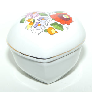 Mid Century Kalogsa Hungary heart shape trinket box | Floral Decor