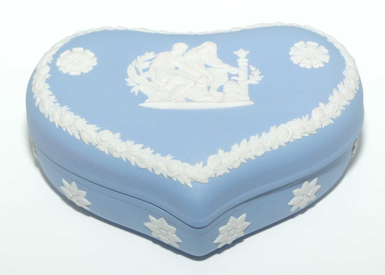 Wedgwood Jasper | White on Pale Blue | Large Heart trinket | 2 Gents Older and Younger | #3