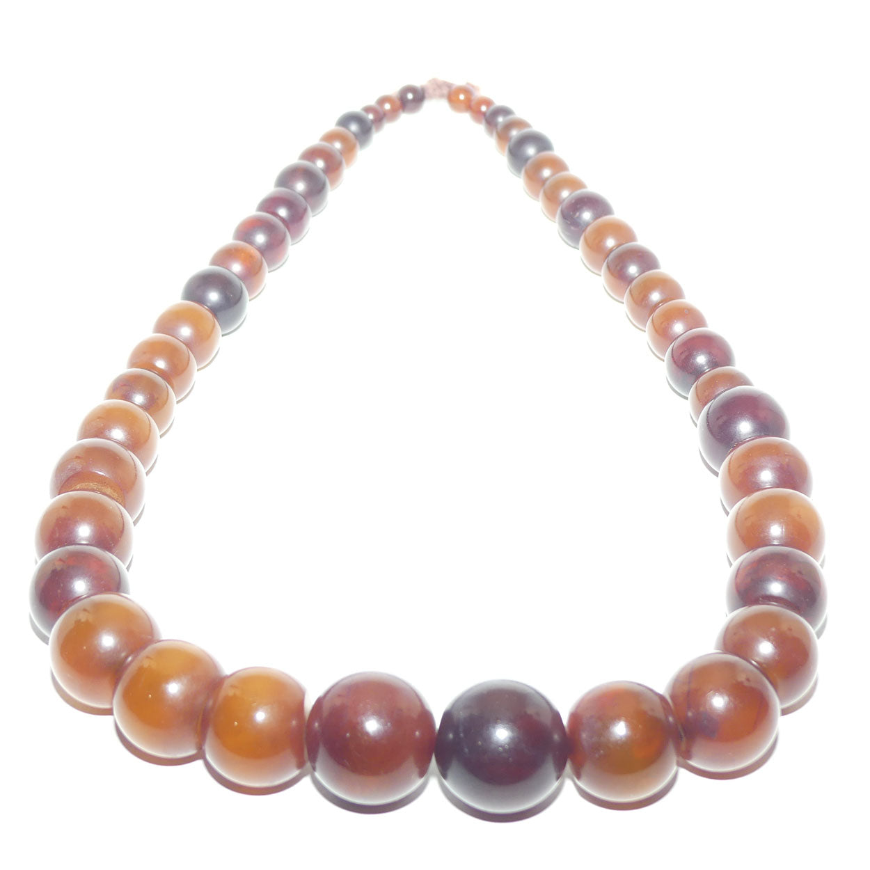 Very Heavy Antique set of Cognac Amber beads - strung on cord | 70cm total length