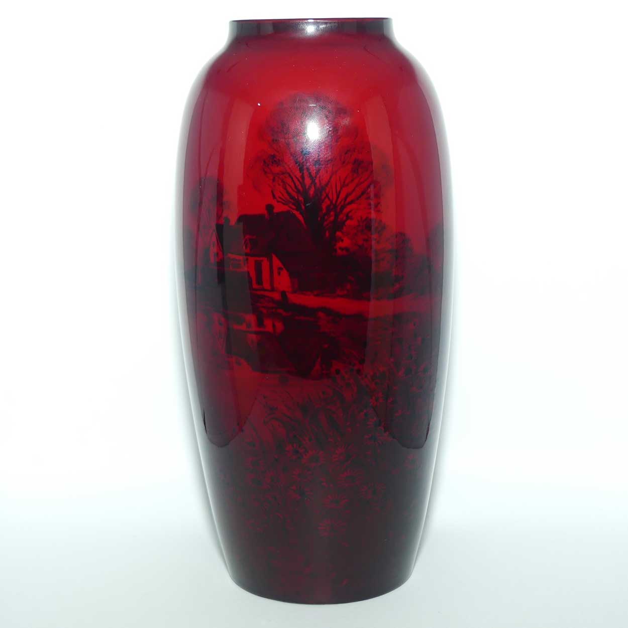 Royal Doulton Flambe Farmhouse and Flowers vase