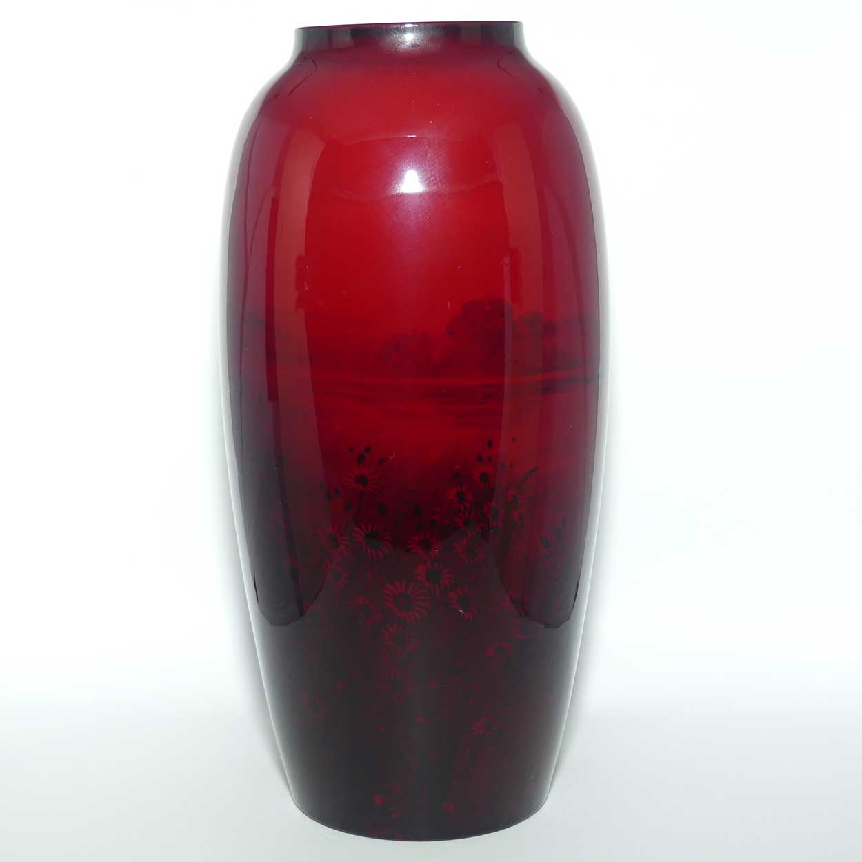 Royal Doulton Flambe Farmhouse and Flowers vase