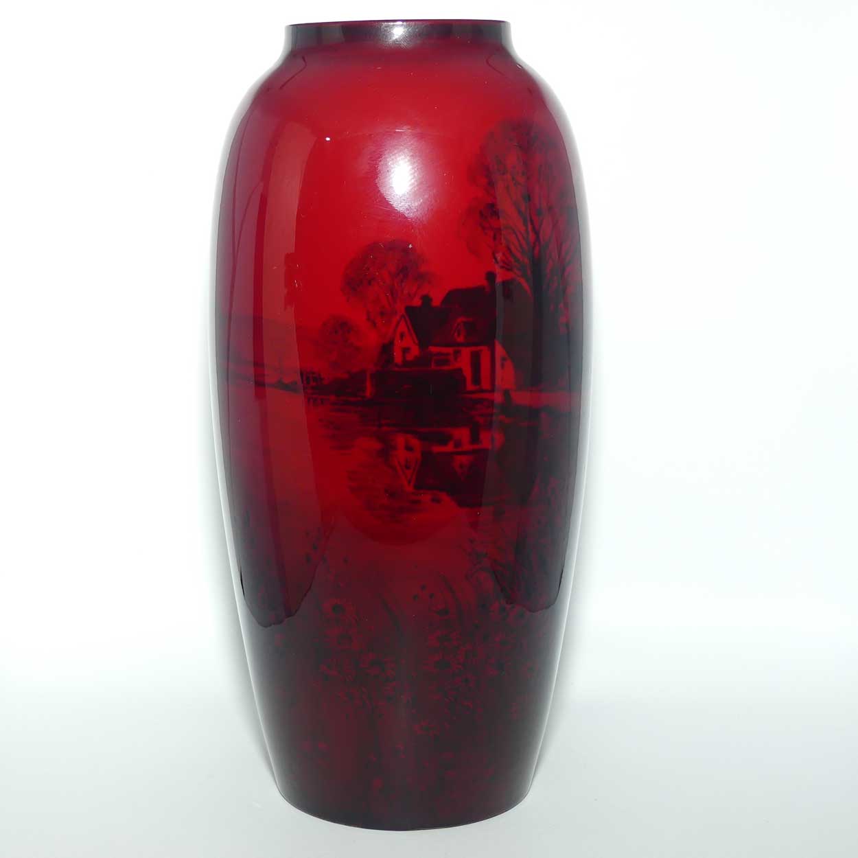 Royal Doulton Flambe Farmhouse and Flowers vase