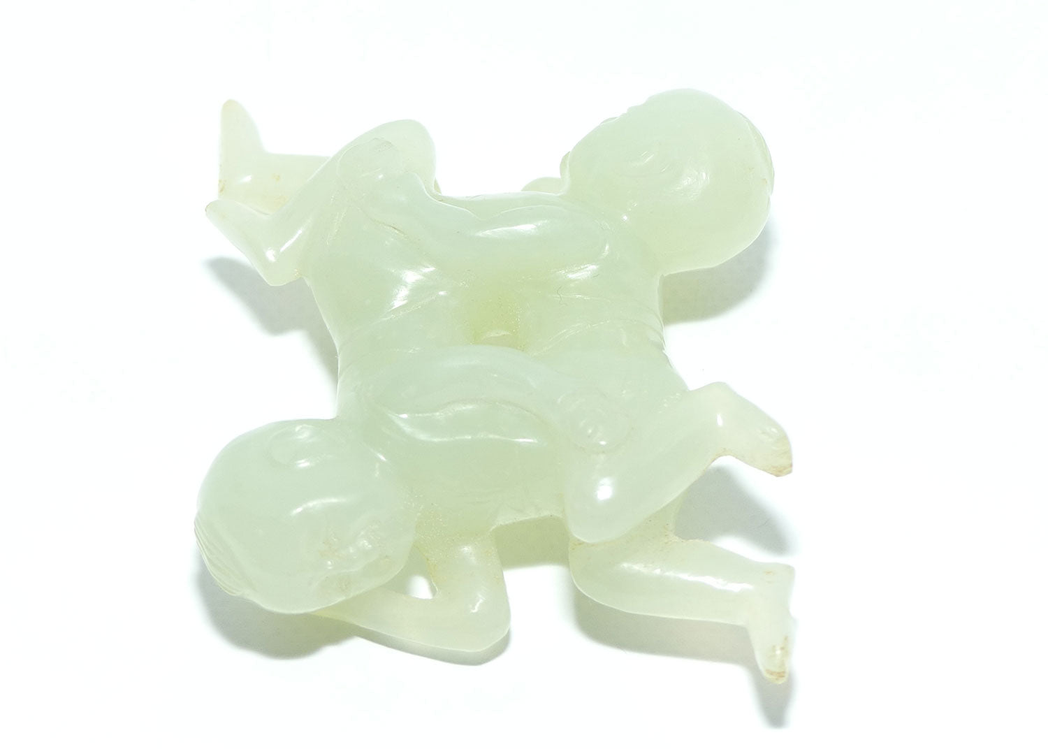 Mid 20th Century Chinese Nephrite Green Jade Liangyi Sheng Sixiang figure