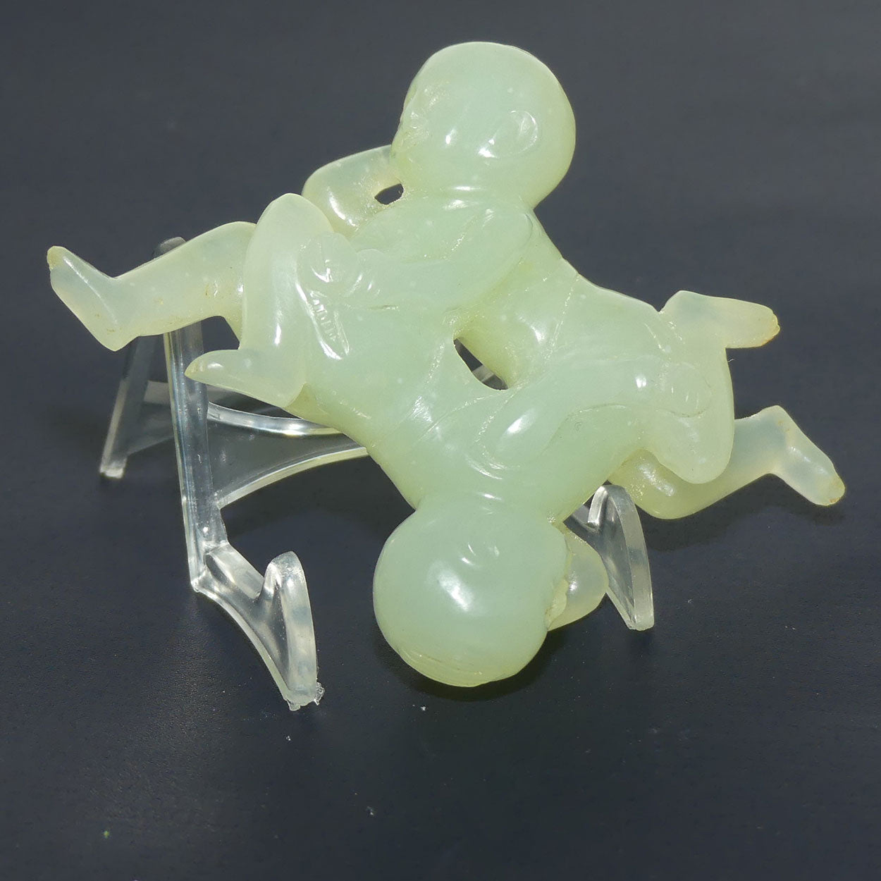 Mid 20th Century Chinese Nephrite Green Jade Liangyi Sheng Sixiang figure