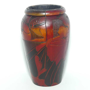 Australian Pokerwork vase | Abstract Fruit and Flower design by Heilco