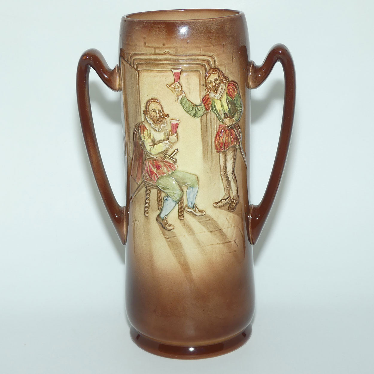 Royal Doulton Aerographed Brown Here's a Health Unto his Majesty double handled vase D5719 | #1