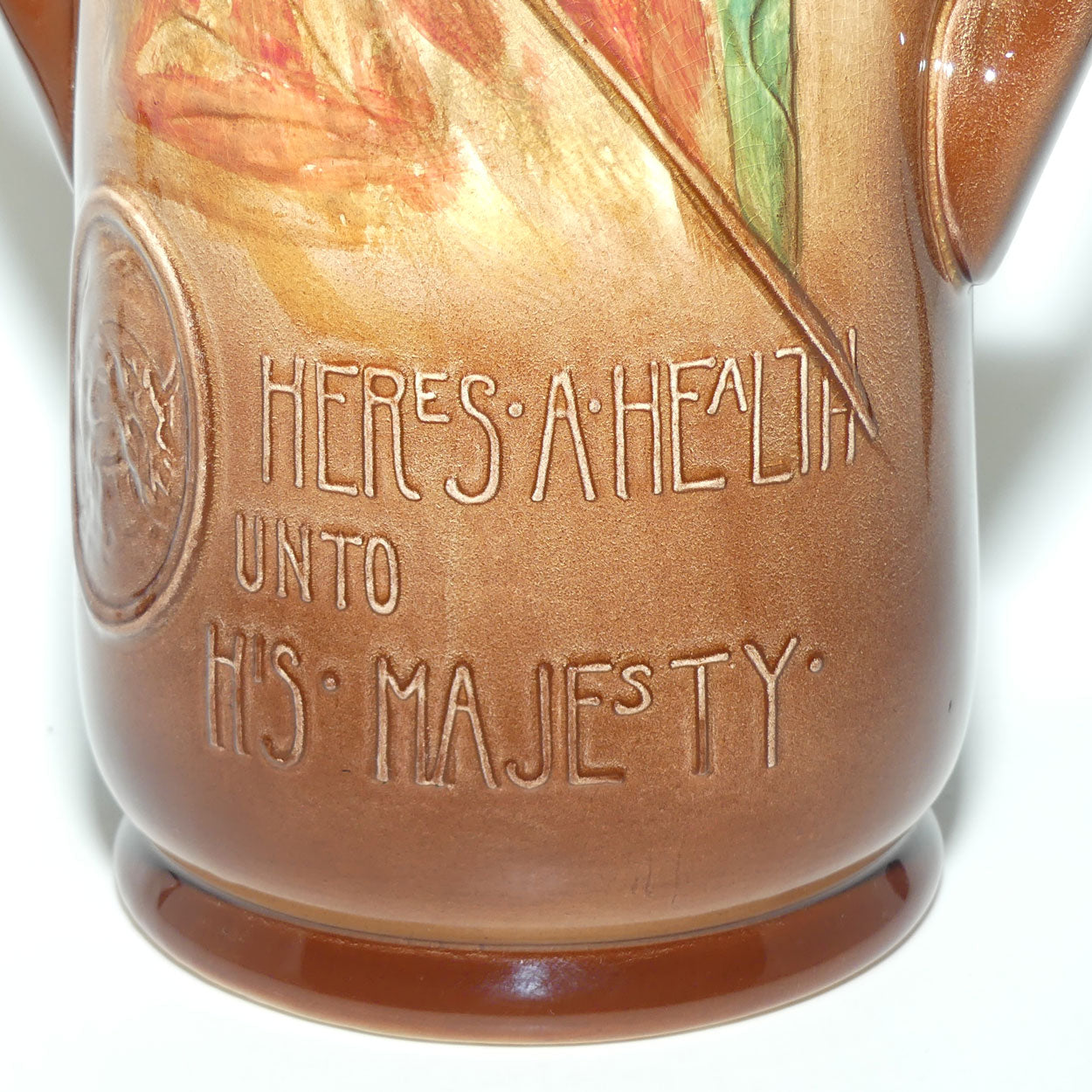 Royal Doulton Aerographed Brown Here's a Health Unto his Majesty double handled vase D5719 | #1