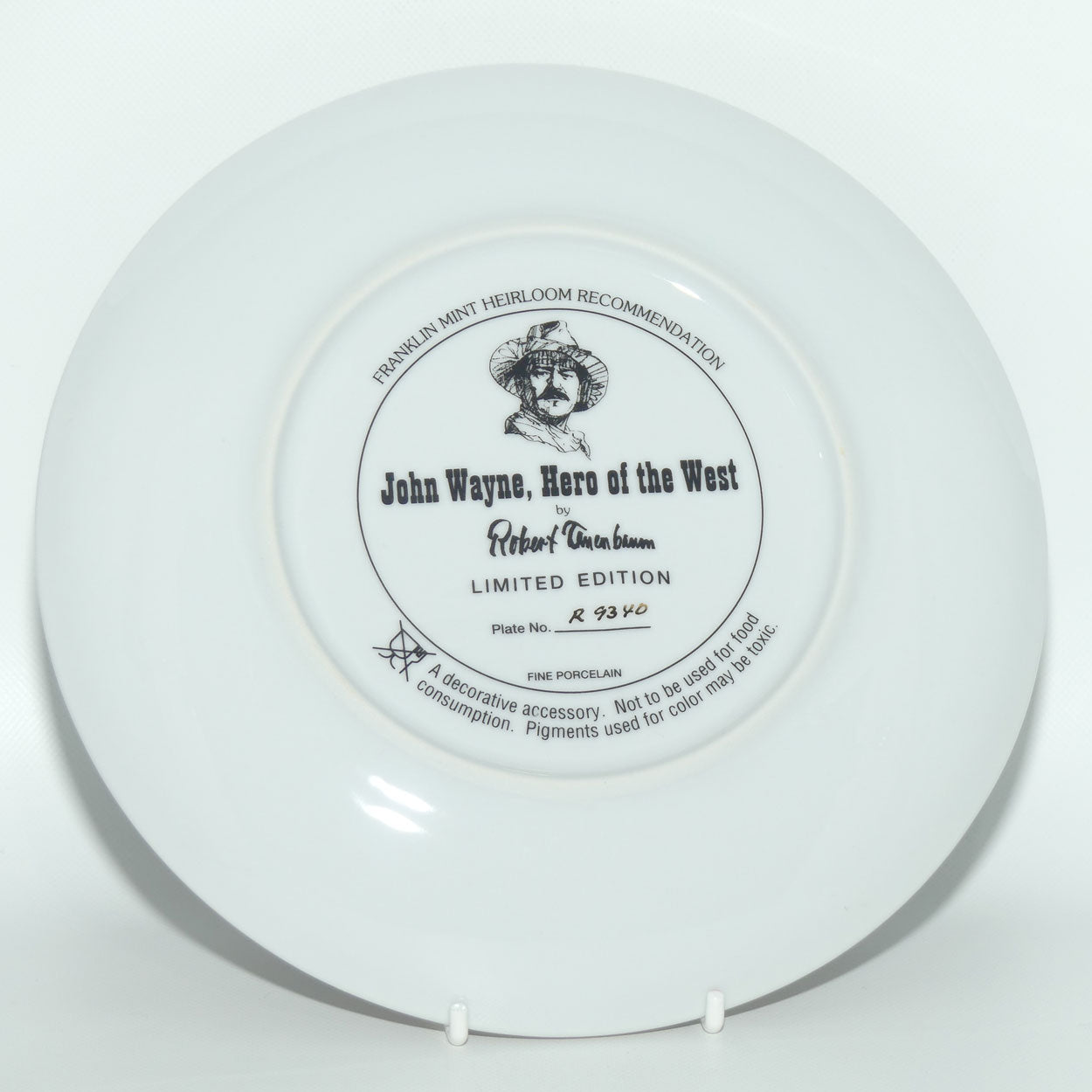 Franklin Mint Heirloom plate | John Wayne | Hero of the West