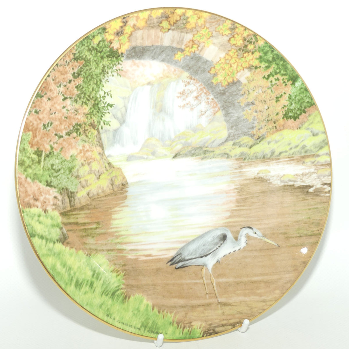 Royal Doulton picture plate by Elizabeth Gray | Waterside series | The Heron