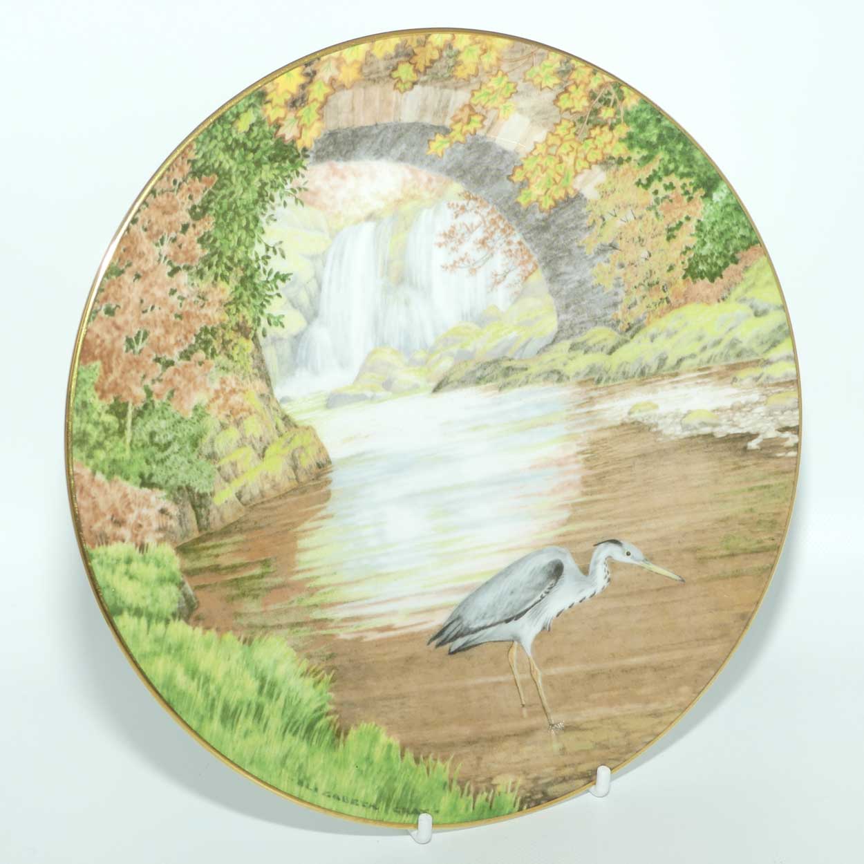 Royal Doulton picture plate by Elizabeth Gray | Waterside series | The Heron