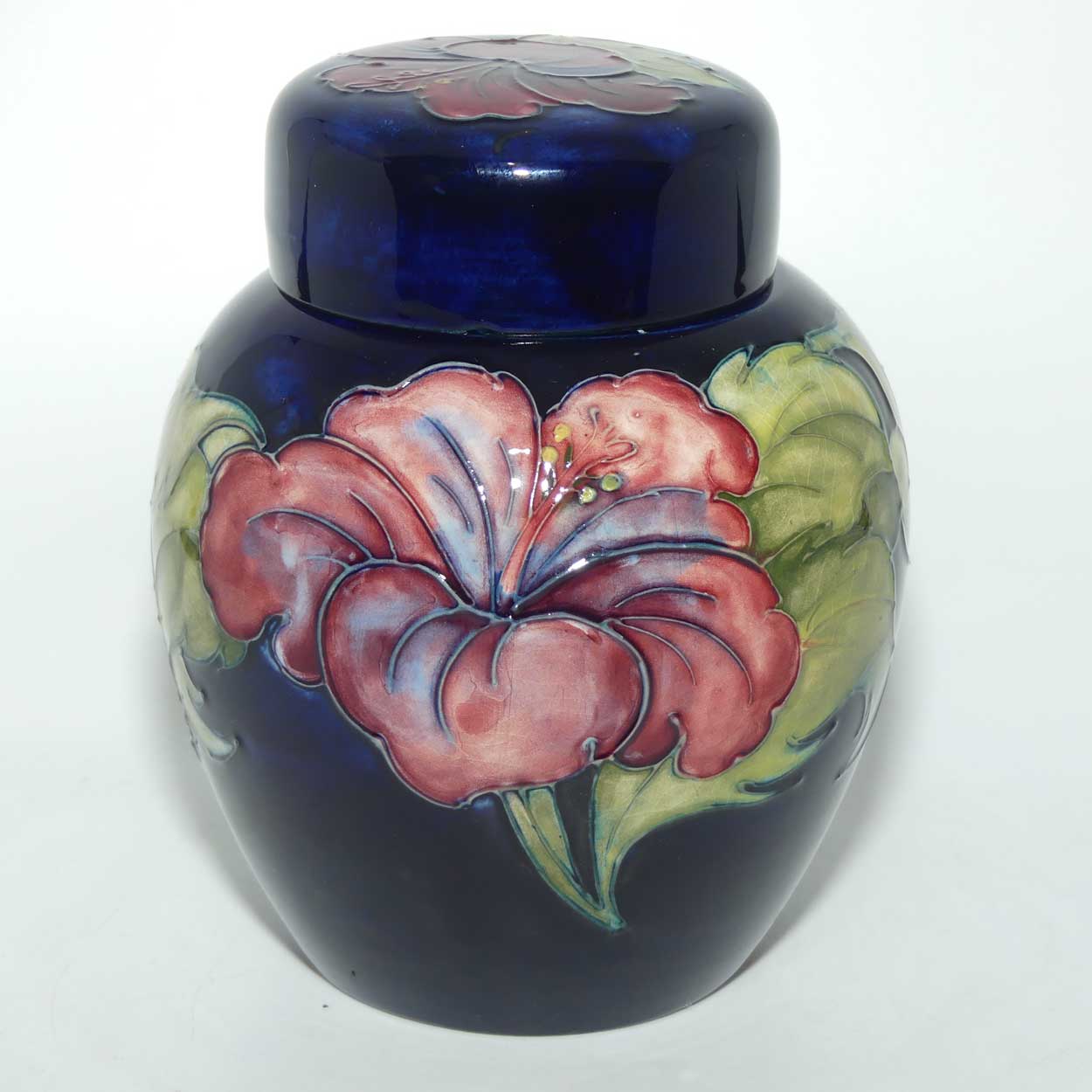 Walter Moorcroft Hibiscus (Blue) ginger jar #1