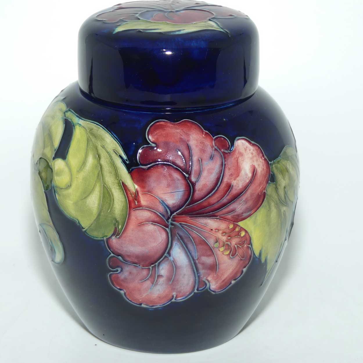 Walter Moorcroft Hibiscus (Blue) ginger jar #1