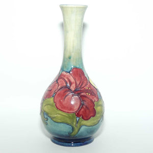 Walter Moorcroft Hibiscus (Blue Green) slender neck vase