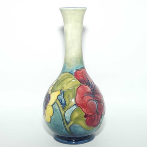 Walter Moorcroft Hibiscus (Blue Green) slender neck vase