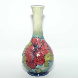 Walter Moorcroft Hibiscus (Blue Green) slender neck vase