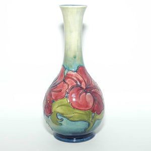 Walter Moorcroft Hibiscus (Blue Green) slender neck vase