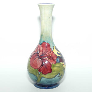 Walter Moorcroft Hibiscus (Blue Green) slender neck vase