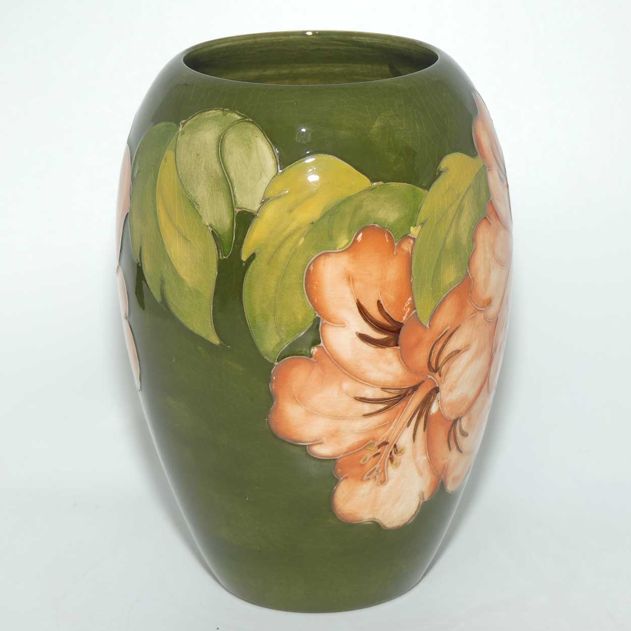 Walter Moorcroft Coral Hibiscus 102/7 vase | Old Moorcroft Pottery