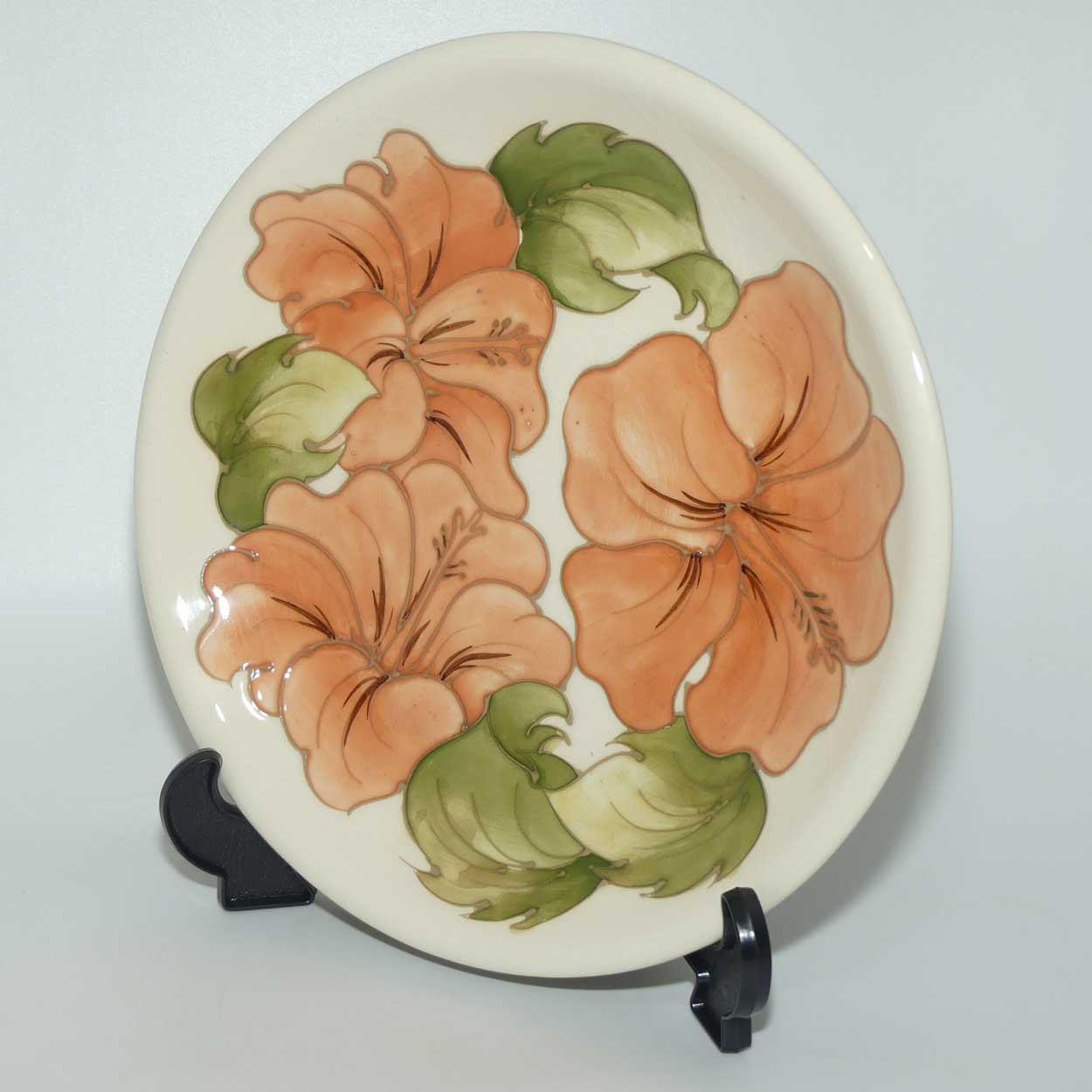 Walter Moorcroft Coral Hibiscus 783/10 plate | Ivory ground