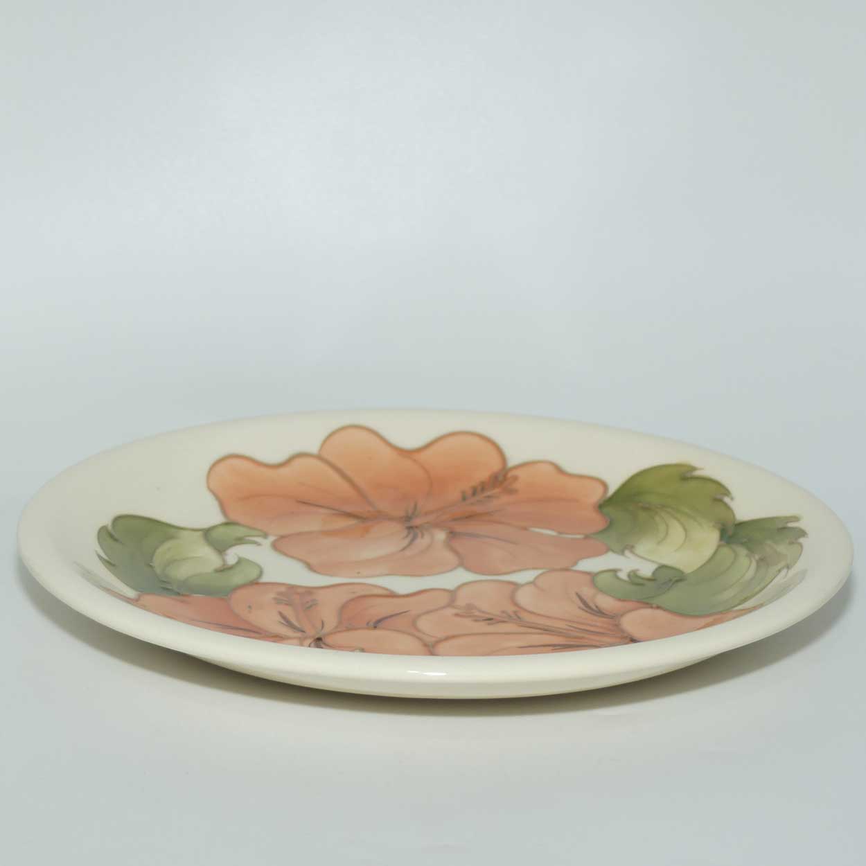 Walter Moorcroft Coral Hibiscus 783/10 plate | Ivory ground