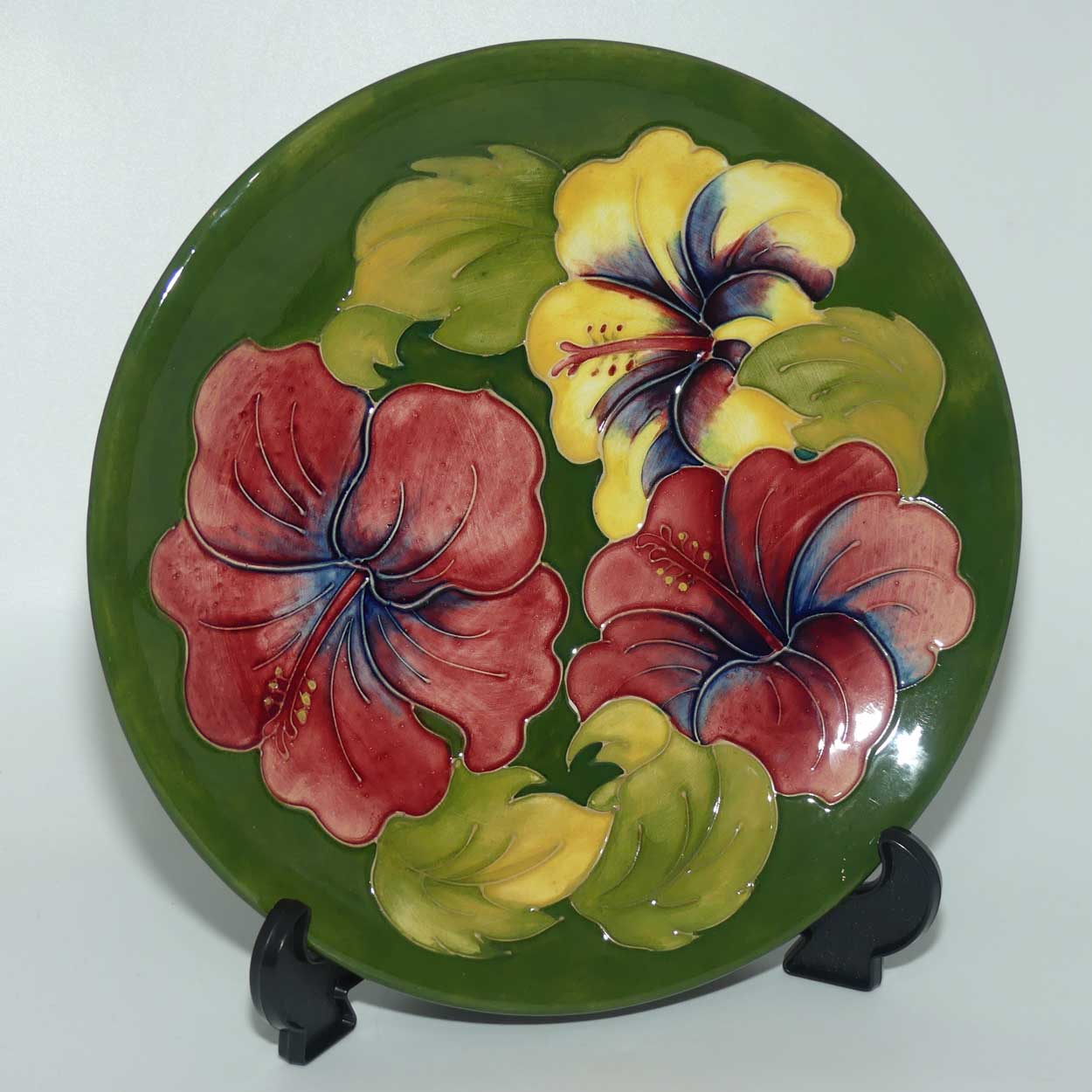 Walter Moorcroft Hibiscus (Green) plate | 26cm #1