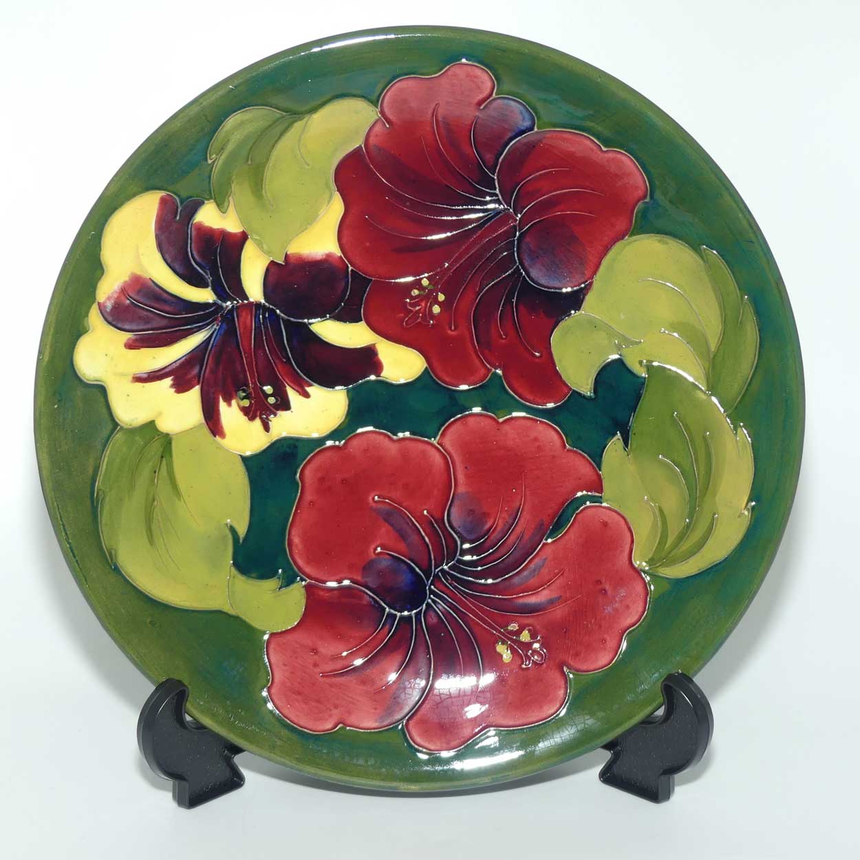 Walter Moorcroft Hibiscus (Green) plate | 26cm | #2