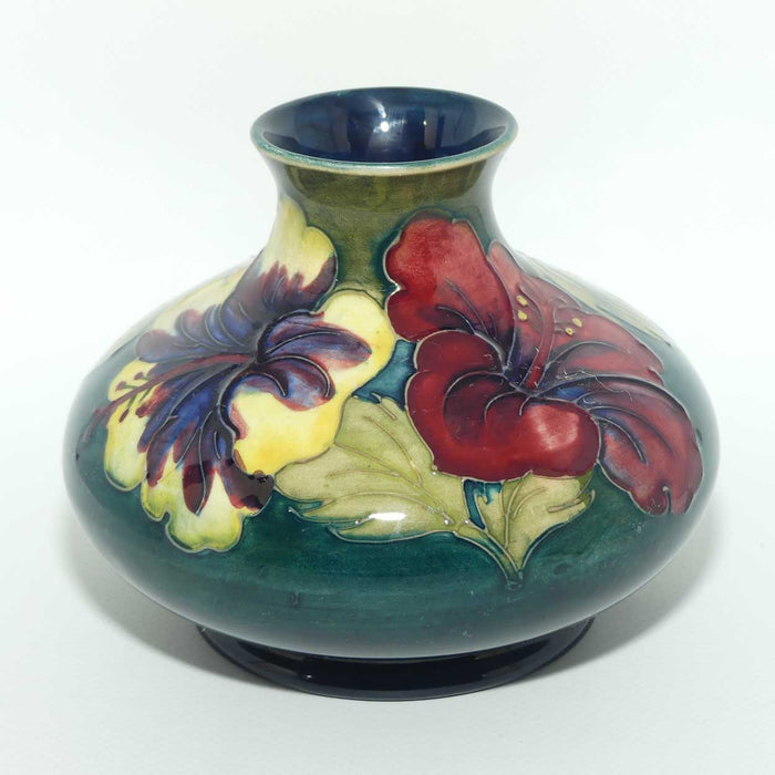 Walter Moorcroft Hibiscus | Olive Green ground vase | Shape 32