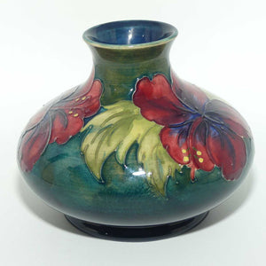 Walter Moorcroft Hibiscus | Olive Green ground vase | Shape 32