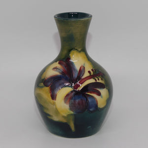 Walter Moorcroft Hibiscus miniature vase | Green ground