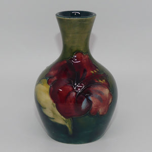 Walter Moorcroft Hibiscus miniature vase | Green ground