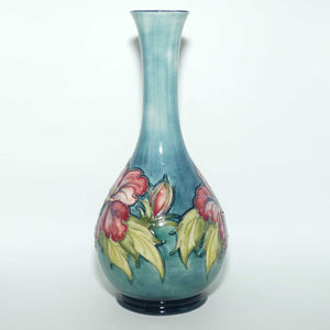 Walter Moorcroft Hibiscus (Pale Blue) tall slender neck vase