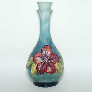 Walter Moorcroft Hibiscus (Pale Blue) tall slender neck vase