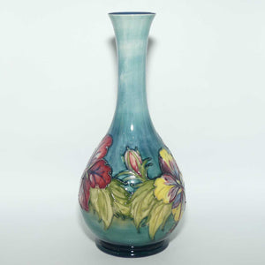 Walter Moorcroft Hibiscus (Pale Blue) tall slender neck vase