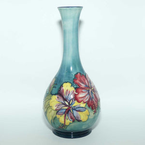 Walter Moorcroft Hibiscus (Pale Blue) tall slender neck vase