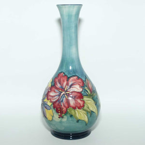 Walter Moorcroft Hibiscus (Pale Blue) tall slender neck vase