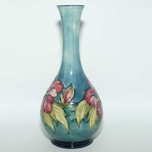 Walter Moorcroft Hibiscus (Pale Blue) tall slender neck vase