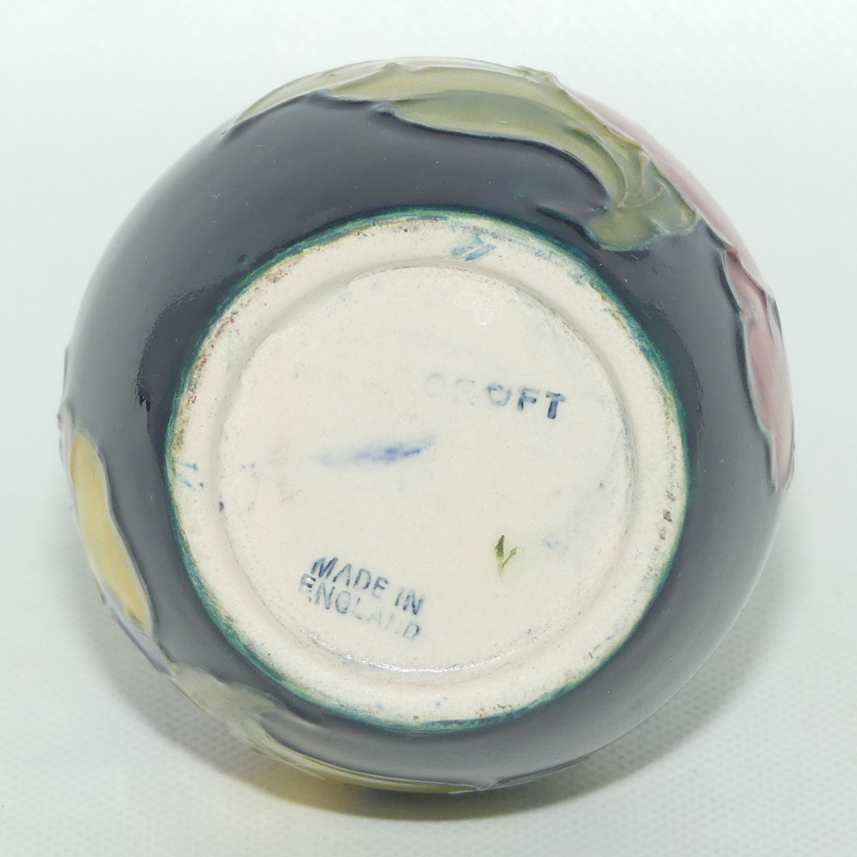 Walter Moorcroft Hibiscus (Green) narrow neck miniature vase