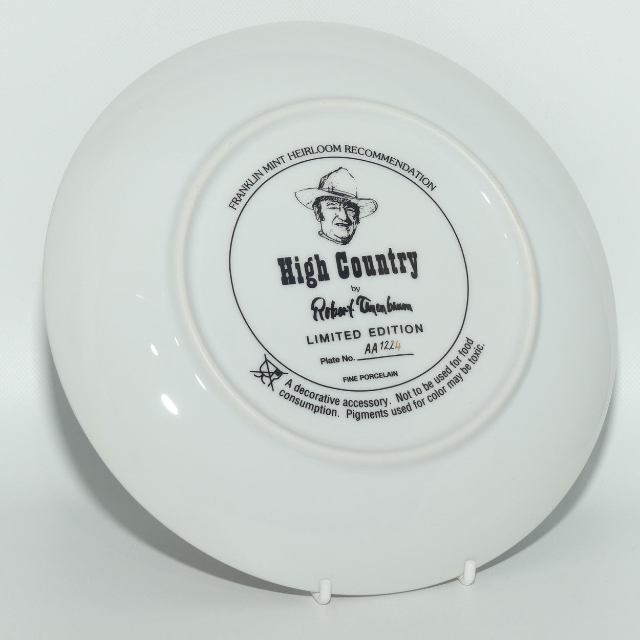 Franklin Mint Heirloom plate | John Wayne | High Country