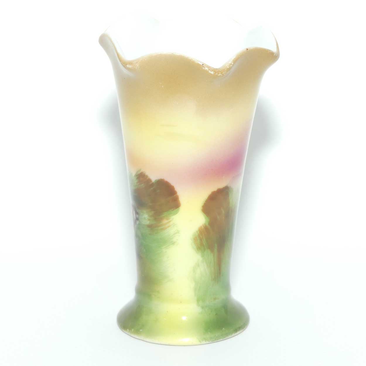 Royal Bayreuth Bavaria fluted rim vase with Highland Sheep scene