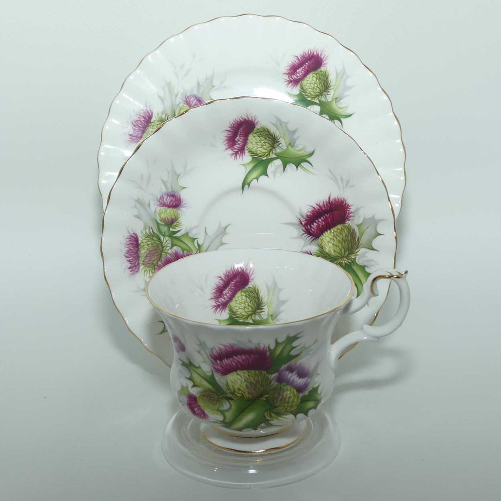 Royal Albert Bone China England Highland Thistle trio