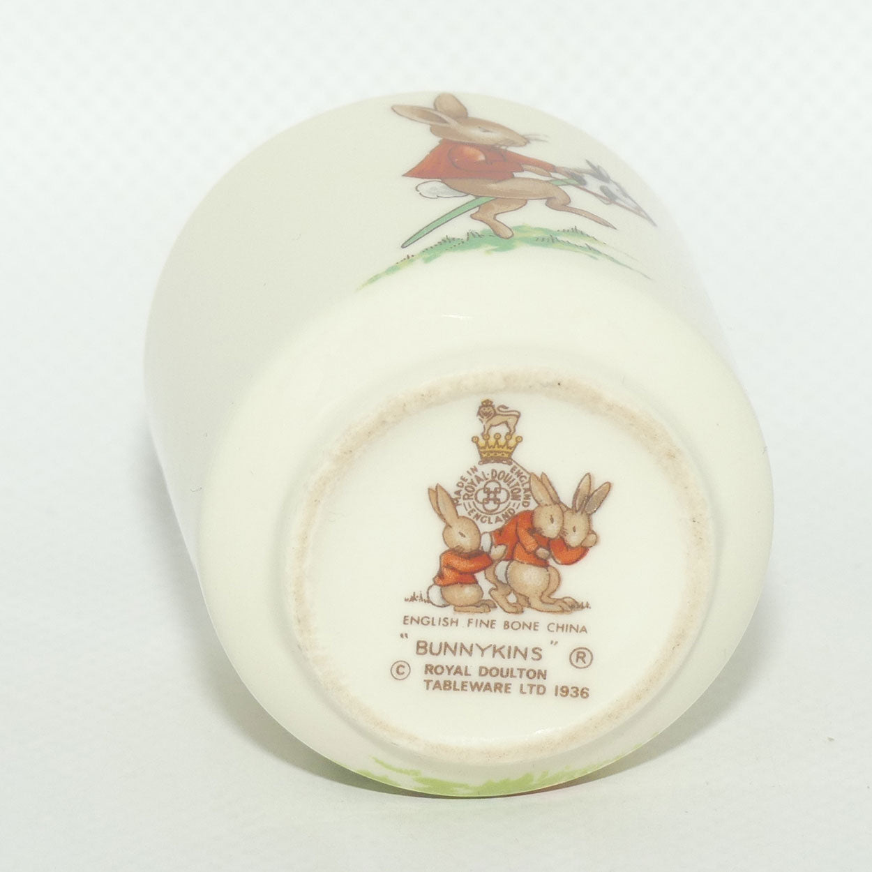 Royal Doulton Bunnykins egg cup | Hobby Horse | Holding Hat and Coat